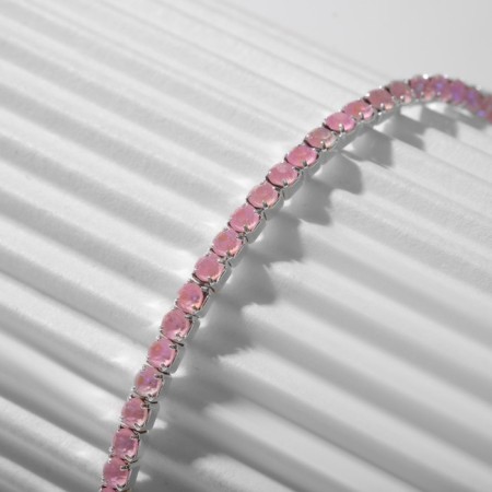 Bracelet "ice" fog, 2 mm, matte pink color in silver-1