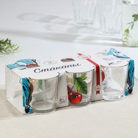 A set of glass glasses “Oda. Useful cherry ", 250 ml, 6 pcs-2