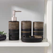 A set of accessories for the bathroom of the “Classic” share, 4 items (300 ml dispenser, soap dish, 2 glasses), black color