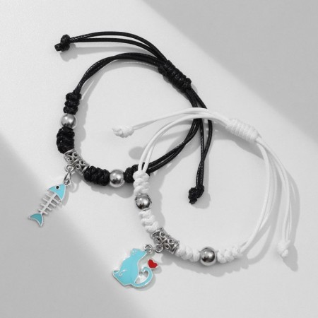 Bracelets "Demetrons" cat with a fish, color, 7 cm-2