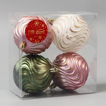 Set of balls plastic D-8 cm, 4 pcs "Shirin" wave, mix-1