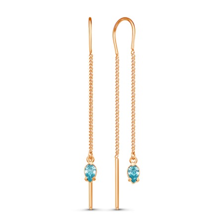 Hanging earrings "droplet", gilding, blue color
