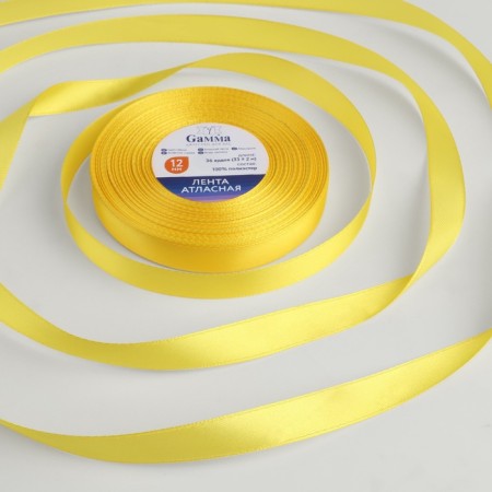 Satin tape, 12 mm × 33 ± 2 m, color yellow No. 015