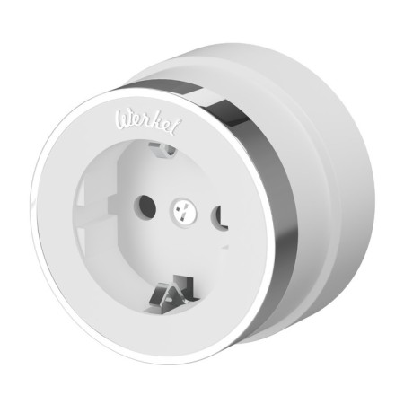 W5871050 socket with Vintage grounding, white matte chrome