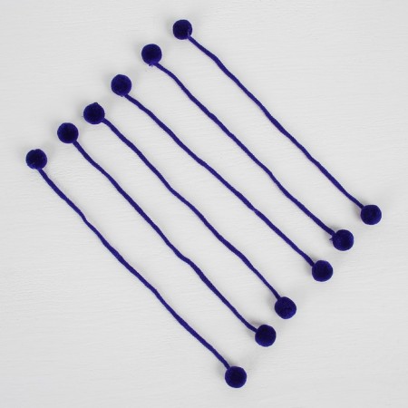 Decorative element on the rope 2 balls, d = 1.5 cm, set 6 pcs., Blue color-2