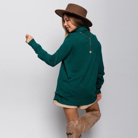 Turtleneck Women's Color Emerald, ONE SIZE (46-50)-3