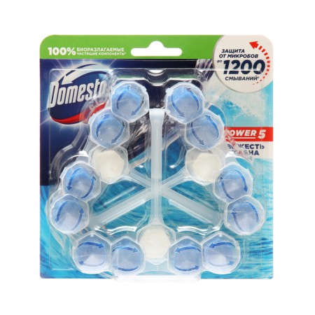Block for purifying toilet, Domestos Power 5 Trio "Fresh Ocean", 3 pcs, 55 g