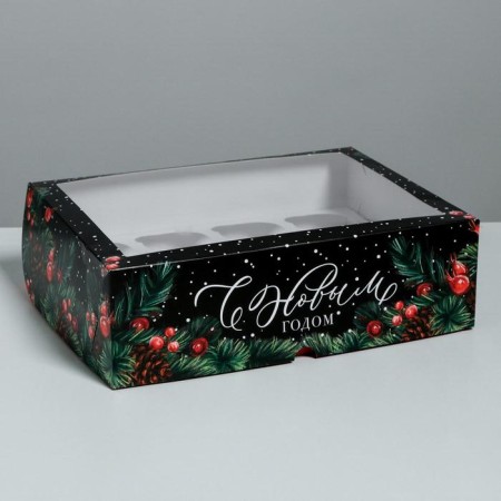 Capcake box "Happy New Year" 25 x 33 x 10 cm, new year-1