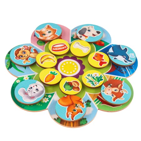 Puzzle. Training circle with Velcro "Who lives where and who eats what?"-2