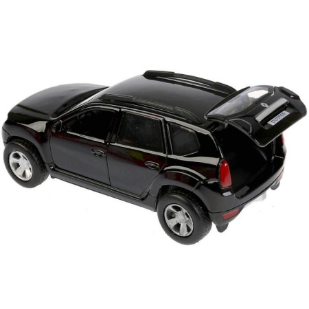 Metal machine Renault Duster, 12 cm, opening doors, inertial, black color-2