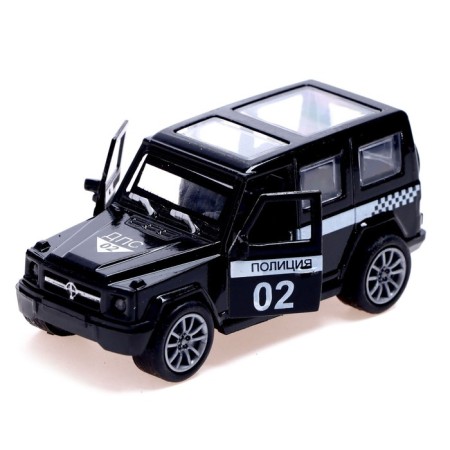 Metal “Police” machine, 1:48, inertia, doors open, black color-2