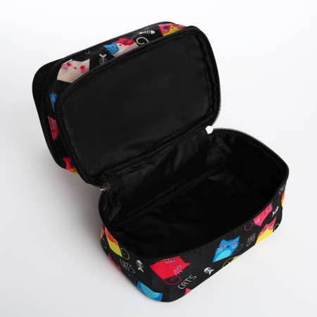 Cosmetic bag, 2 parts on zippers, black color-3