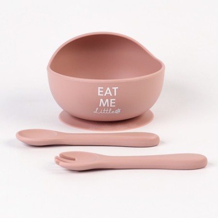 Baby plate on a suction cup and cutting devices M&B, dusty rose, shade mix-6