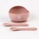 Baby plate on a suction cup and cutting devices M&B, dusty rose, shade mix