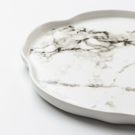 Ceramic plate "White Marble", 27 cm, white color-5