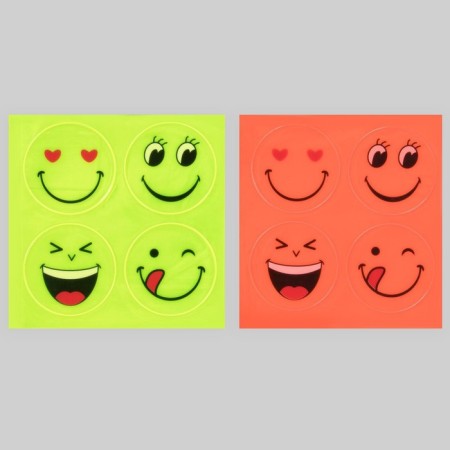 Reflective stickers "Smiley", d = 5 cm, 4 pcs on the sheet, yellow color-4