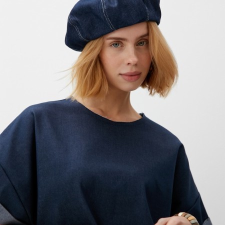 T-shirt Women's oversize Minaku: Jeans Collection Blue Blue, Rr. 44-2