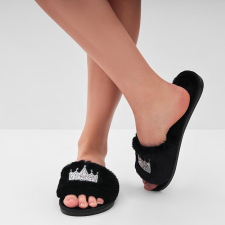 Women's slippers with open nose size 38-39, black color-5