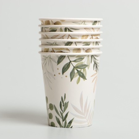 A set of paper dishes is a one -time nature ”, 6 plates, 6 glasses, 1 garland-3