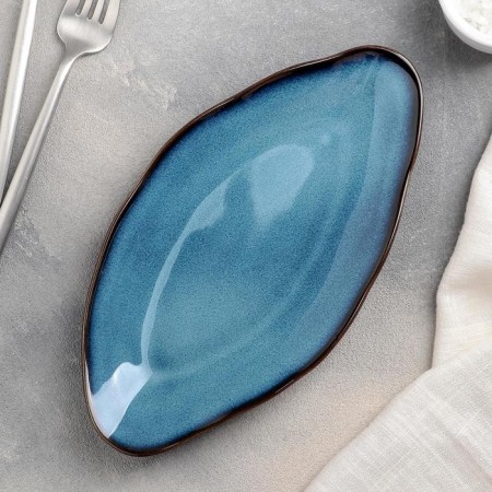Ceramic oval "Galaxy", 23 × 12 cm, a mix of a blue shade-5
