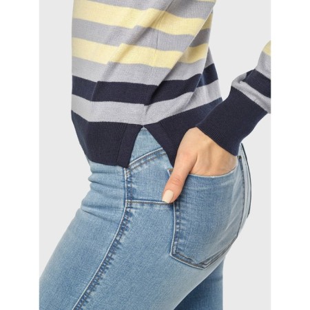 Female jumper with a decorative strip conte elegant, size XS, Blue-yellow color-3