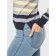 Female jumper with a decorative strip conte elegant, size XS, Blue-yellow color