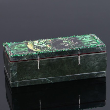 Casket "Mistress of the Copper Mountain" 15x7x5.5 cm, natural stone, coil-3