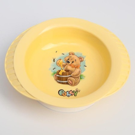 Baby deep plate on the suction cup Polly, Mix drawing, 350 ml, 19.5x16x555-2
