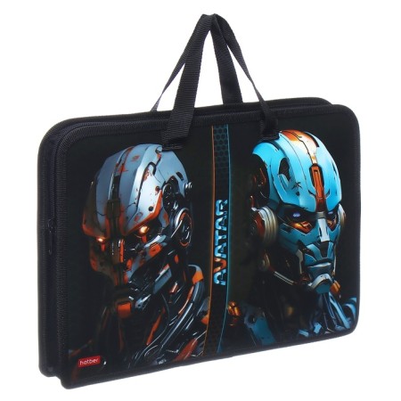 Folder with A4 handles, 340 x 245 x 35 mm, plastic, zipper around, Hatber "Avatar"-1