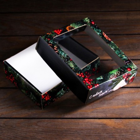 Gift box, lid is, with the Window "New Year's Gifts", 18 x 15 x 5 cm-3