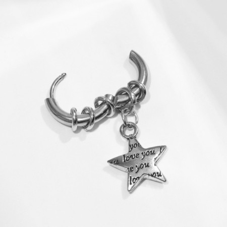Piercing in the ear "Ring" star Love You, d = 9 mm, color silver-1