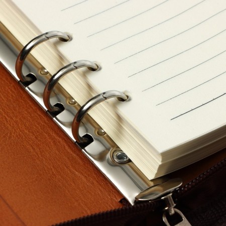 Organizer on the rings A5, 100 sheets ruler, with a calculator, on a zipper, brown-14