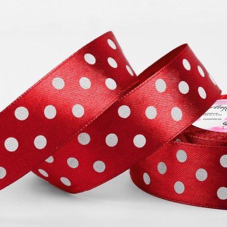Satin ribbon "Golshek", 25 mm × 23 ± 1 m, color red No. 026