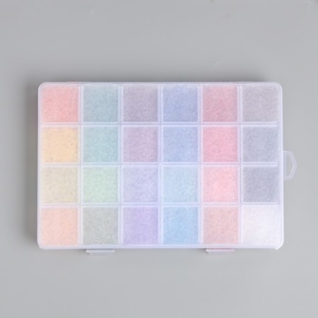 Glass 8/0 (3 mm) in the box "Pastel" 24 colors x 15 g 19x13x2.1 cm-3