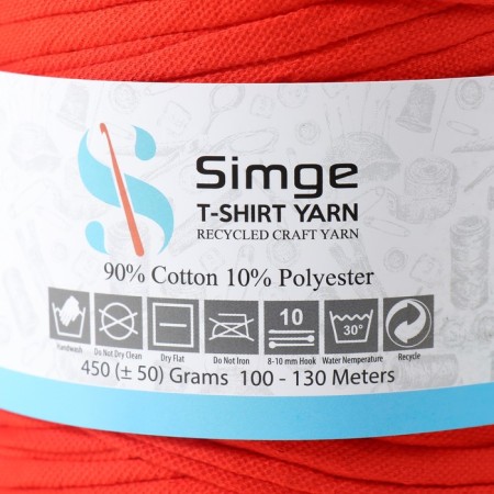 Knitted yarn secondary 90% cotton, 10% p/e, 100m/450 ± 50 g (carrot red)-3