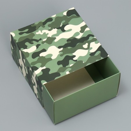 Gift folding box, packaging, “khaki”, 14 x 14 x 8 cm-3