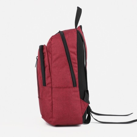 A backpack with a zipper, "saxi", an outer pocket, burgundy color-3