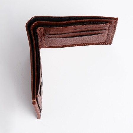 Male purse without a fastener, department for bills, for maps, color light brown-3