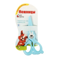 Scissors 11.8 cm plastic handles, rounded ends of the blades, Blue Calligrata Bunny
