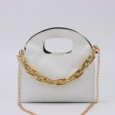 Cross-Bodi bag, department on a magnetic button, chain, white color