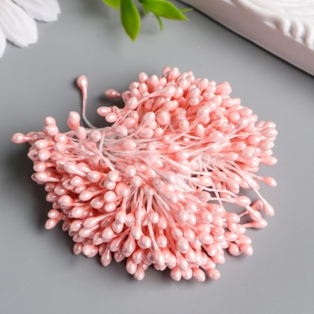 Stamens for flowers "droplets gloss sugar-pink" set 300 pcs length 6 cm-1