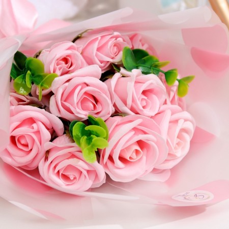 A premium bouquet of pink soap roses, 11 pcs-5