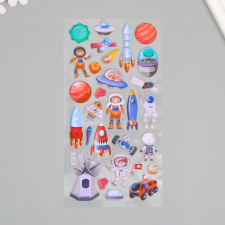 Plastic sticker soft "space" mix 24.8x10.5 cm-2