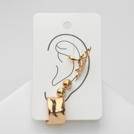 Set of earrings and cafs 4 pcs “Tenderness” composition, color gold