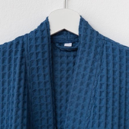 Wafel dressing gown men's elongated Ethel "BOHO" size 58-60, color blue, 100% cotton, 290 g/m2-1