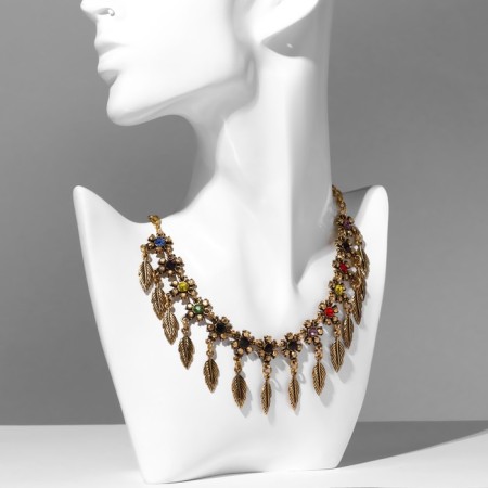 Necklace "India" leaves, colored in black gold, 30 cm