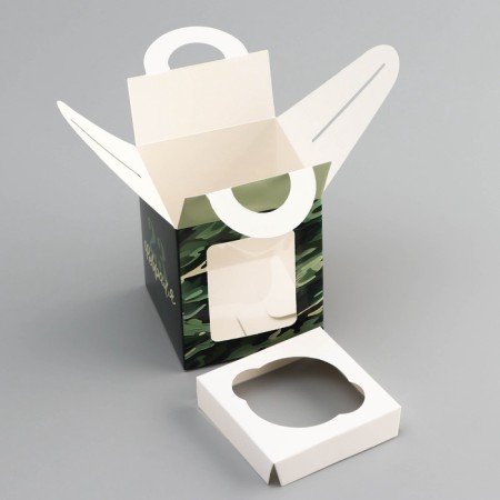 Box for 1 cupcake, "camouflage", 9.2 x 9.2 x 11.1 cm, confectionery packaging-4