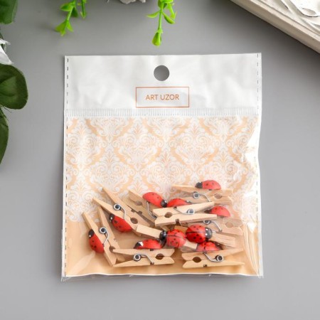 Decor for creativity Tree "clothespin with God's cow" (set 10 pcs) 2.6x1 cm-5