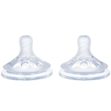 Nipple for a bottle, +6 (x) month, 2pcs., Fast stream (thick cereals), Natural, Throat 50mm-1