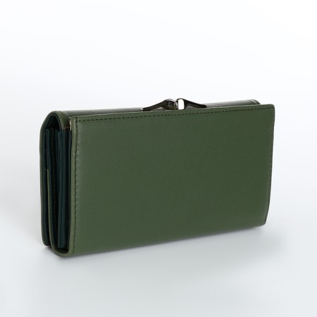 Women's wallet on magnets, green color-1